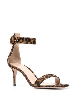 Leopardí sandály s potiskem Gianvito Rossi hnědé
