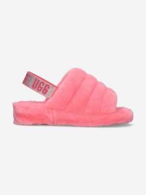 Vunene papuče Ugg ružičasta