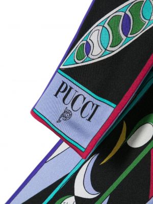 Hedvábný šál s potiskem Pucci černý