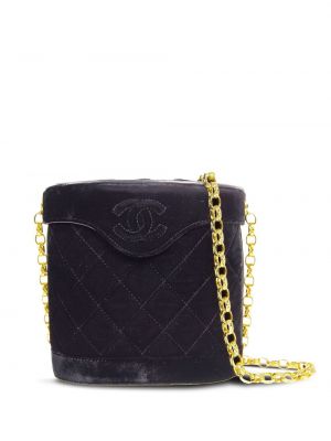 Βελούδινη τσάντα χιαστί Chanel Pre-owned μαύρο