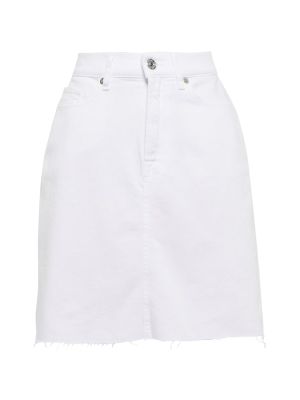 Bavlněné džínová sukně s vysokým pasem 7 For All Mankind - bílá