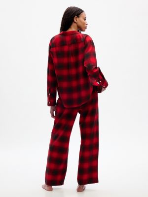 Flanelové kockované pyžamo Gap červená