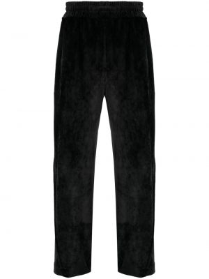 Zamatové teplákové nohavice s výšivkou Gcds čierna