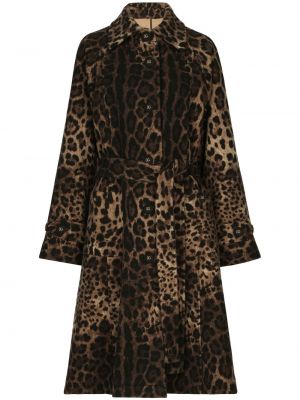 Plašč s potiskom z leopardjim vzorcem Dolce & Gabbana rjava