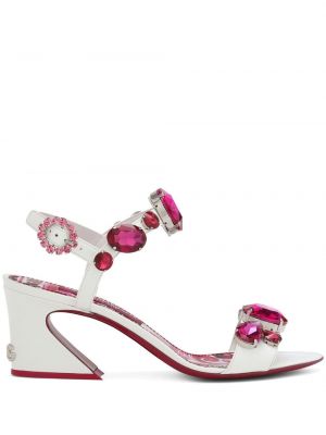 Sandales ar apdruku ar kristāliem Dolce & Gabbana