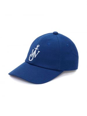 Medvilninis siuvinėtas kepurė su snapeliu Jw Anderson mėlyna