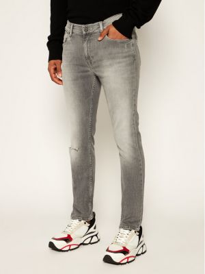 Slim fit priliehavé skinny fit džínsy s vreckami Karl Lagerfeld sivá