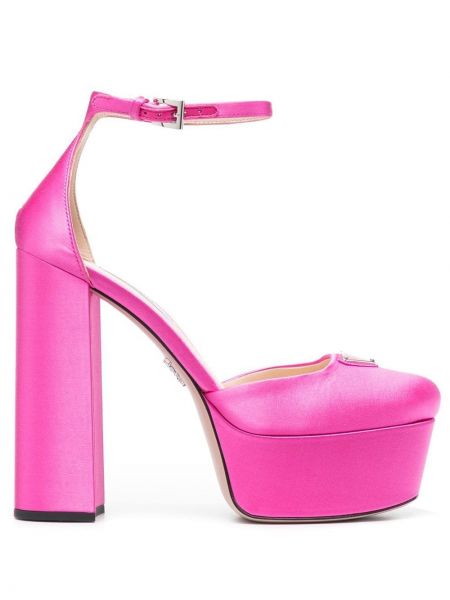 Полуотворени обувки на платформе Prada розово