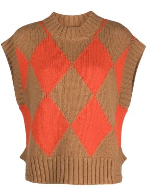 Vestă tricotate cu imagine cu model argyle La Doublej