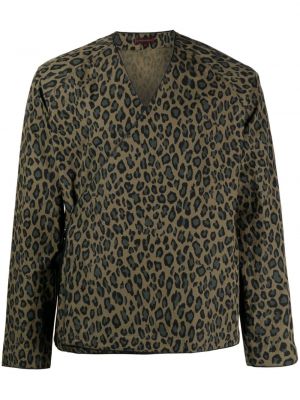 Bavlnená košeľa s potlačou s leopardím vzorom Clot béžová