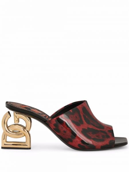 Papuci tip mules cu imagine cu model leopard Dolce & Gabbana