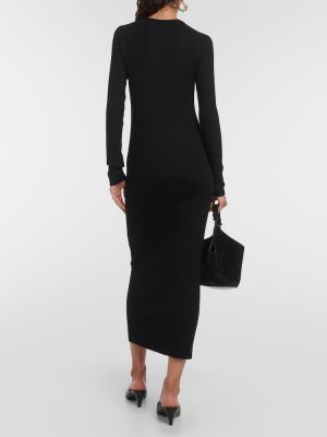 Vlněné midi šaty Totême černé
