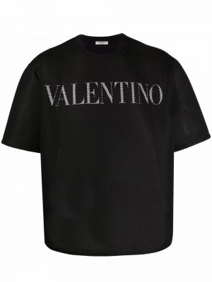 Camiseta con estampado de malla Valentino negro