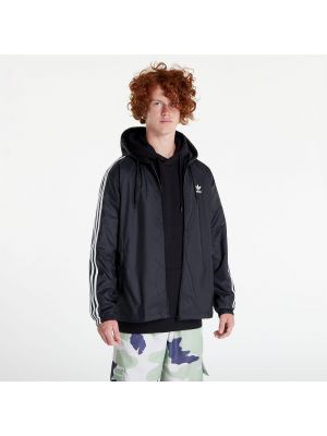 Ριγέ αντιανεμικό μπουφάν με φερμουάρ Adidas Originals μαύρο
