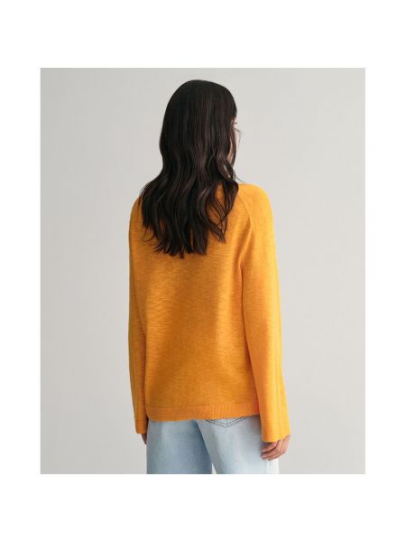 Льняной свитер с v-образным вырезом Gant желтый