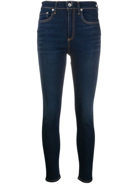 Jeansy skinny z wysoką talią klasyczne z paskiem Rag & Bone/jean - niebieski
