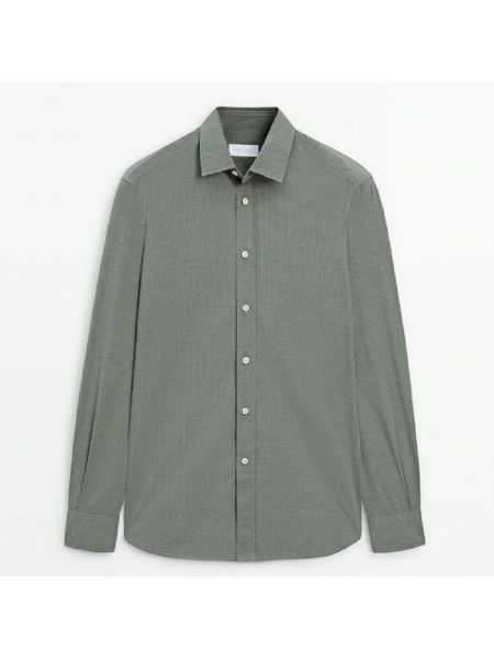 Хлопковая рубашка слим Massimo Dutti зеленая