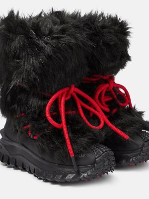 Кожа зимни обувки за сняг Moncler Grenoble черно