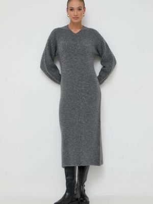 Oversized vlněné dlouhé šaty Beatrice B šedé