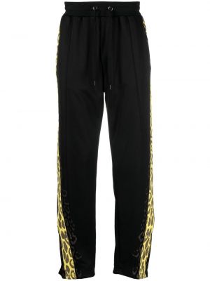 Pantaloni sport cu imagine cu model leopard Roberto Cavalli negru