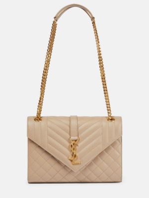 Lær kjedeposer Saint Laurent beige