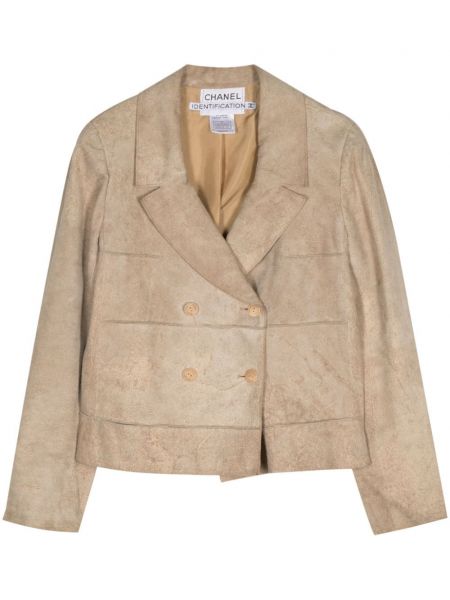 Jachetă lungă din piele de căprioară Chanel Pre-owned bej
