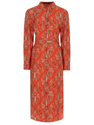 Платье-рубашка из вискозы с принтом Windsor оранжевое