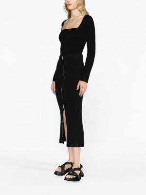Pletené pouzdrová sukně na zip Jil Sander černé