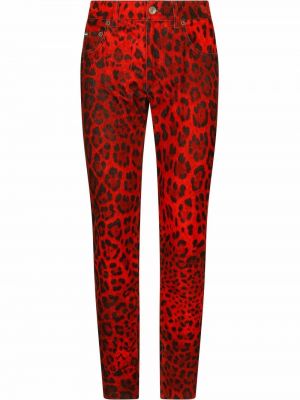 Leopard trykt skinny jeans Dolce & Gabbana rød