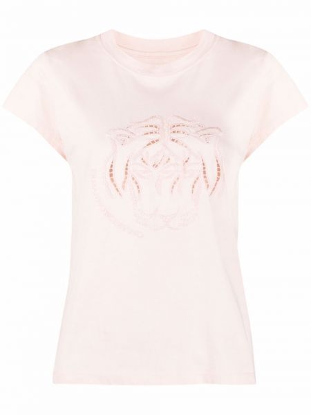 Camiseta con bordado con rayas de tigre Ermanno Scervino rosa
