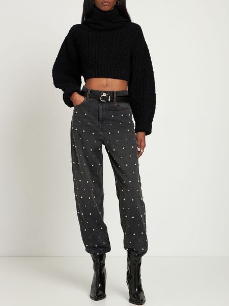 Jeans en coton cloutées Marant étoile noir