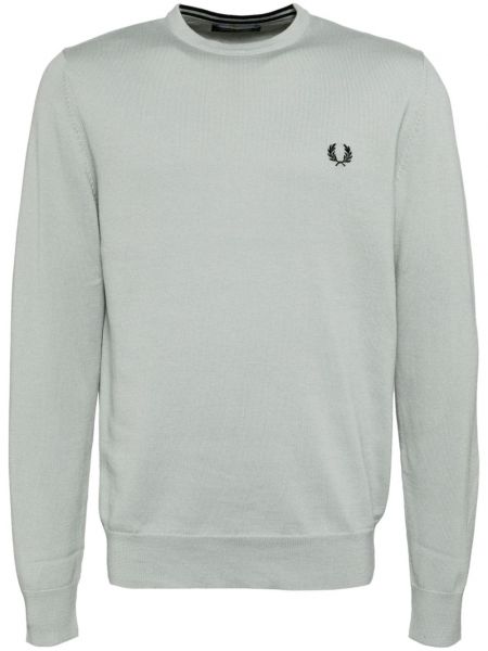 Yün işlemeli uzun kazak Fred Perry mavi