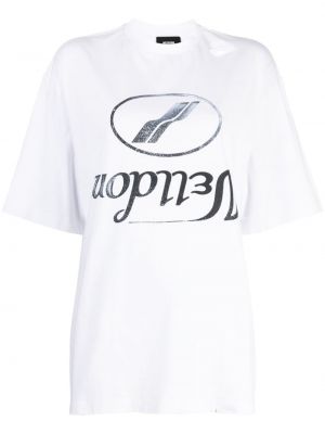 Raštuotas medvilninis marškinėliai We11done balta