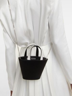 Saténová taška Amina Muaddi čierna