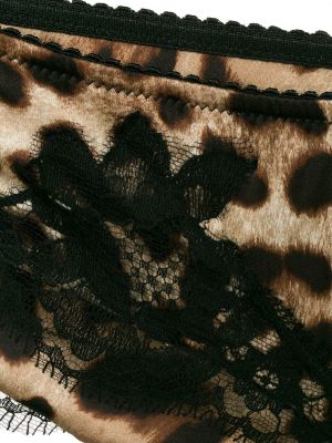 Leopardí saténové kalhotky s potiskem Dolce & Gabbana hnědé