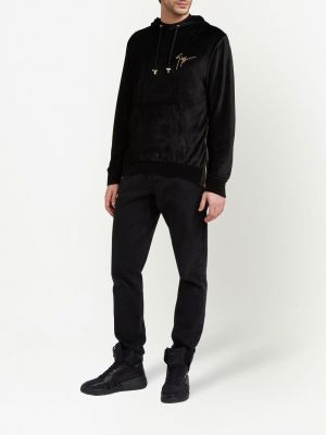 Siuvinėtas džemperis su gobtuvu velvetinis Giuseppe Zanotti juoda