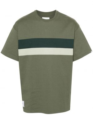 Памучна тениска на райета Wtaps зелено