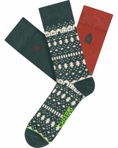 Bavlnené nylonové ponožky s potlačou Cheerio* - zelená
