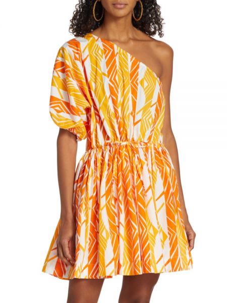 Платье на одно плечо с принтом Swf оранжевое