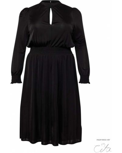 Jednofarebné priliehavé košeľové šaty s dlhými rukávmi Guido Maria Kretschmer Curvy Collection - čierna
