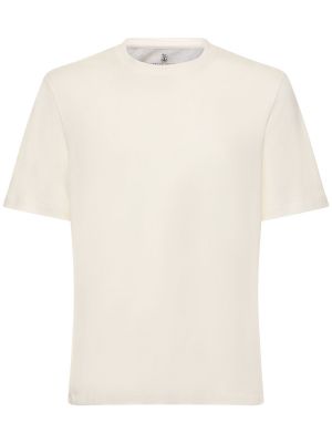 Camiseta de lino de algodón de tela jersey Brunello Cucinelli blanco