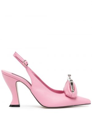 Slingback spetsig tå pumpar med remmar Pushbutton rosa