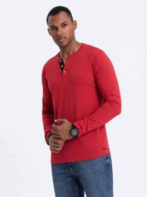 Tričko s dlouhým rukávem s knoflíky Ombre Clothing červené