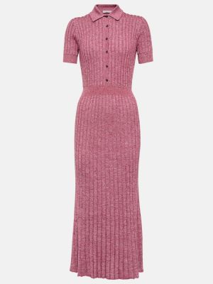 Jedwabna sukienka midi z kaszmiru plisowana Gabriela Hearst różowa