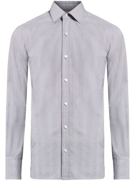 Kockovaná bavlnená košeľa Tom Ford sivá
