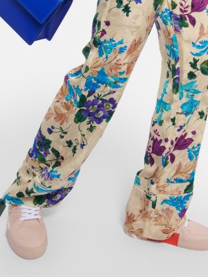 Satenska pižama s cvetličnim vzorcem Off-white