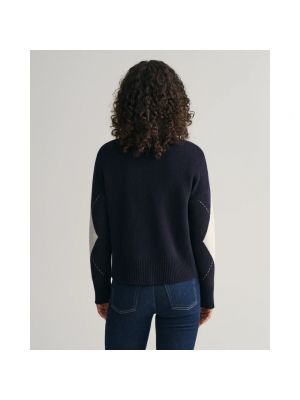 Sweter z wzorem argyle Gant niebieski