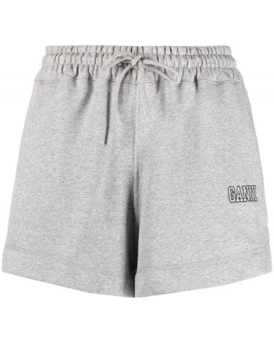Shorts mit stickerei aus baumwoll Ganni grau