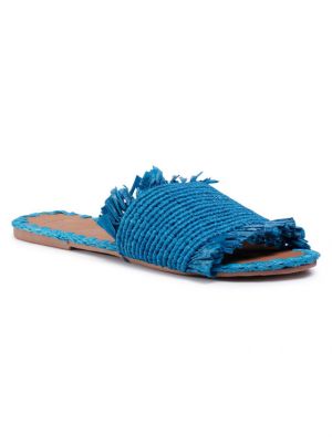 Usnjene sandali z obrobami Manebì modra