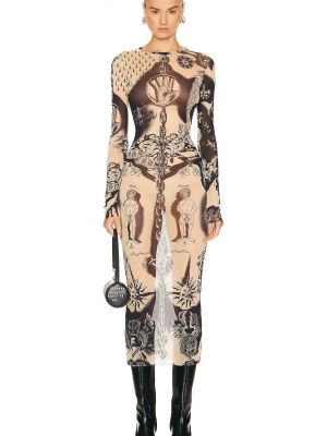 Длинное платье с принтом с длинным рукавом Jean Paul Gaultier